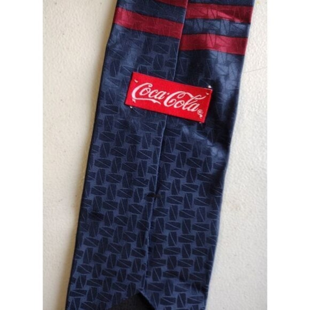 Coca Cola Tie Men Blue Red Silk Polar Bear Christmas Holiday Novelty - Picture 3 of 5